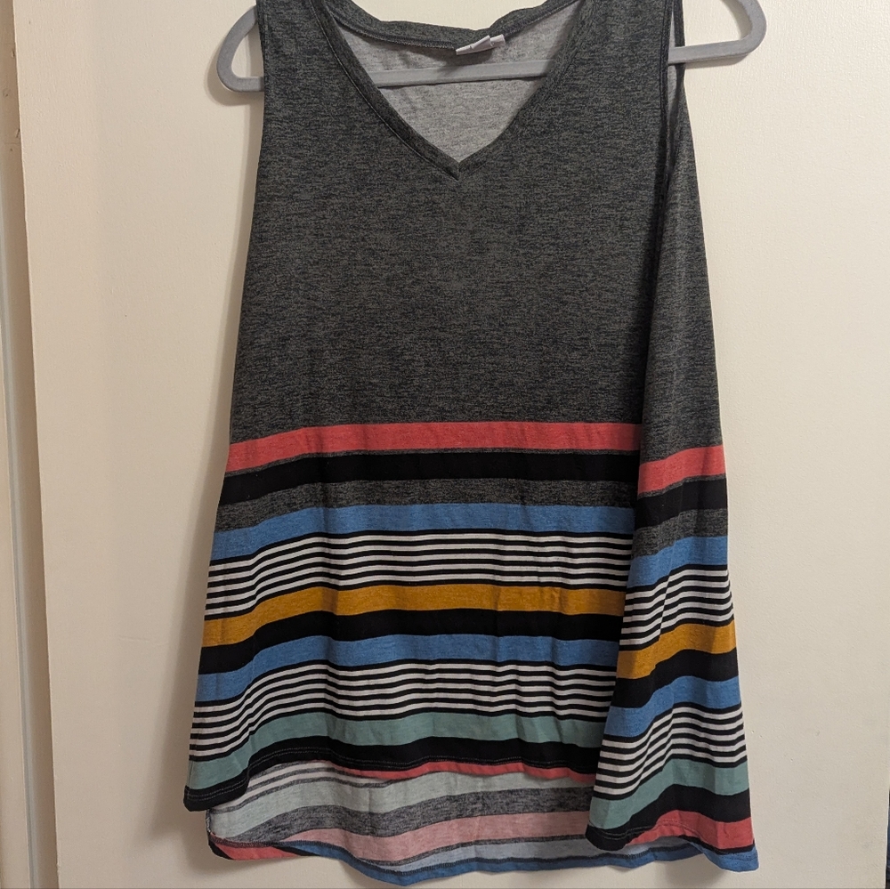 Lularoe Cocoa Large striped tank top